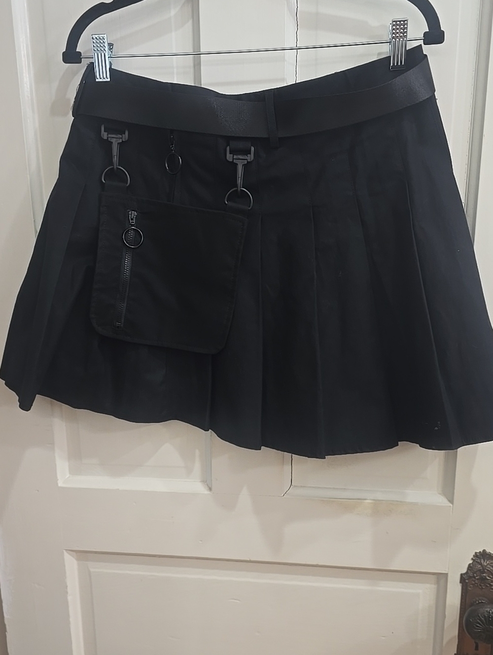 Current Mood Black Pleated Mini Skirt with Detachable Pocket